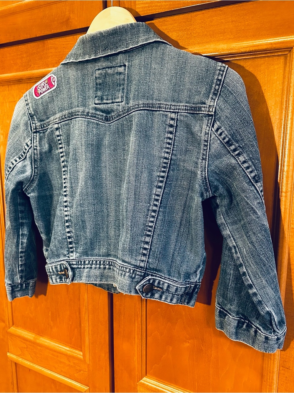 I Love H81 Size S Cropped Denim Jacket Girl Power Patches - Picture 10 of 11